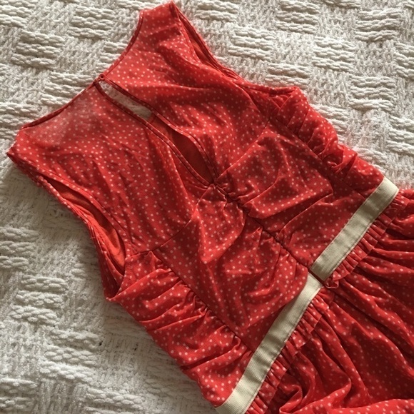 Postmark Retro Swiss Dot Sleeveless Dress Coral M - Picture 8 of 9